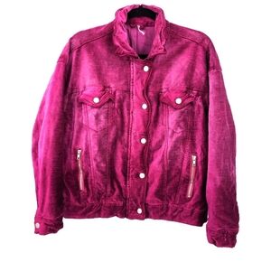 Free People Velvet Trucker Jacket | Size XS‎ | Magenta Pink Soft Corduroy
